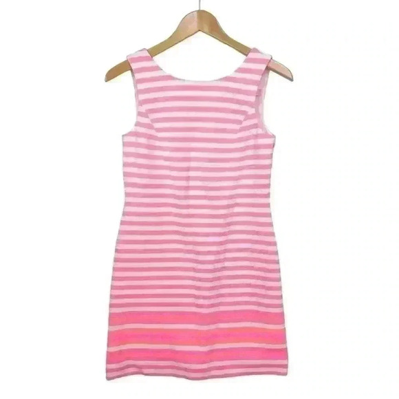 Lilly Pulitzer Eden Tropical Pink Pout Ottoman Striped Shift Dress Size Small - Picture 1 of 8